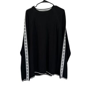 Eddie Bauer Men's‎ XXL Black Snowflake Heavy Knit Sweater Pullover Crewneck